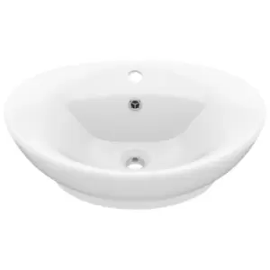 VidaXL Luxury Ceramic Oval Basin Overflow - Matt White