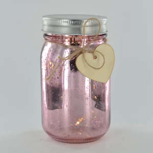 LED Firefly Jar Pink/Champagne H13cm