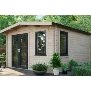 Power Sheds 14 x 12ft Left Hand Door Apex Chalet Log Cabin