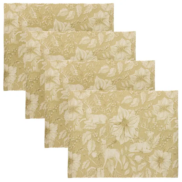 Paoletti Gold Stag Washable Set of 4 Festive Placemats Gold