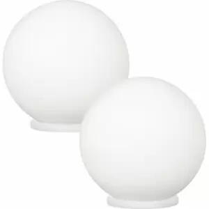 2 pack Table Lamp White Shade White Glass Opal Matt In Line Switch E27 1x60W