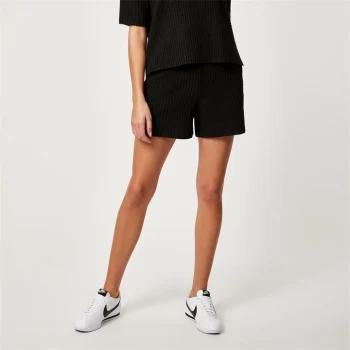 Jack Wills Ribbed Lounge Knitted Shorts - Black