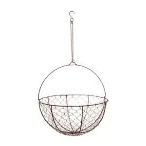 Netted Wire Outdoor Hanging Basket Bronze