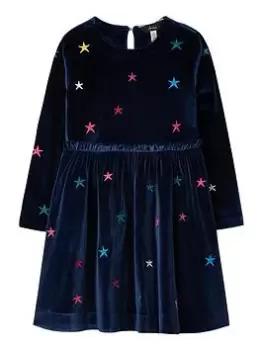 Joules Girls Star Velour Dress - Navy, Size 7 Years, Women