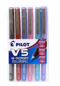 Pilot V5 Liquid Ink Rollerball 0.5mm Assorted PK5