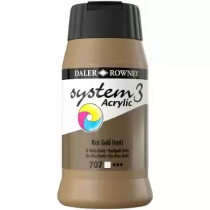 System 3 Acrylic Paint Rich Gold (500ml) - Daler Rowney