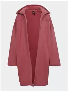 adidas Lounge Hooded Cotton Fleece Cardicoat, Pink, Size 9-10 Years, Women