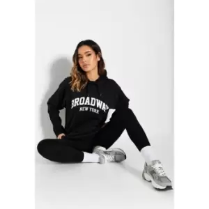 I Saw It First Broadway New York Oversized Slogan Hoodie - Black