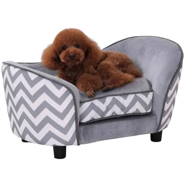 PawHut Dog Sofa for XS Dogs with Removable Cushion - Grey