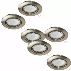 Loops - 2 pack 3 pack Flush Ceiling Downlight Satin Nickel Steel 3x 5W GU10 Bulb