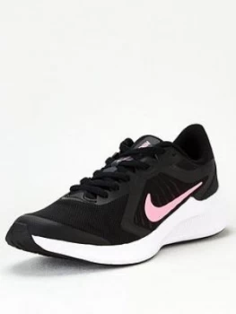 Nike Downshifter 10 Junior Trainers - Black/Pink, Size 4