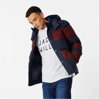 Jack Wills Moxley Colour Block Puffer Jacket - Damson