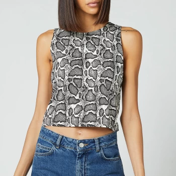 Calvin Klein Jeans Womens Aop Reptile Crop Top - Muslin Reptile AOP - XS