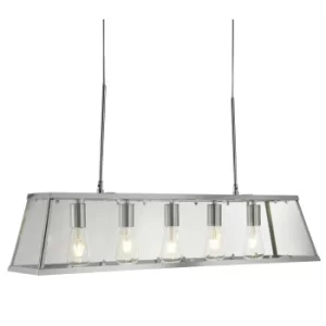 Voyager 5 Light Ceiling Pendant Bar Chrome, Clear, E27