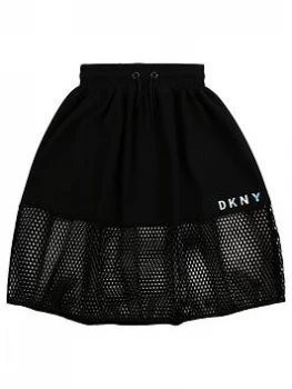 DKNY Girls Double Layer Mesh Skirt - Black, Size Age: 16 Years, Women