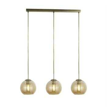 Searchlight Lighting - Searchlight - 3 Light Pendant Bar Antique Brass, Amber, E27