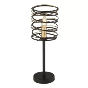 Spring 1 Light Table Lamp, Black And Gold