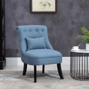 HOMCOM Fabric Single Sofa Armchair Upholstered With Pillow Wood Leg Livingroom Blue