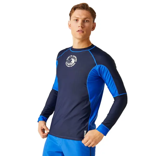 Regatta Mens Long Sleeve Rash Vest Top XL - Chest 43-44' (109-112cm) Navy/OxfdBlu RMM028-942-XL