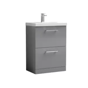 Nuie Arno 600mm Floor Standing 2 Drawer Vanity & Basin 1 Cloud Grey