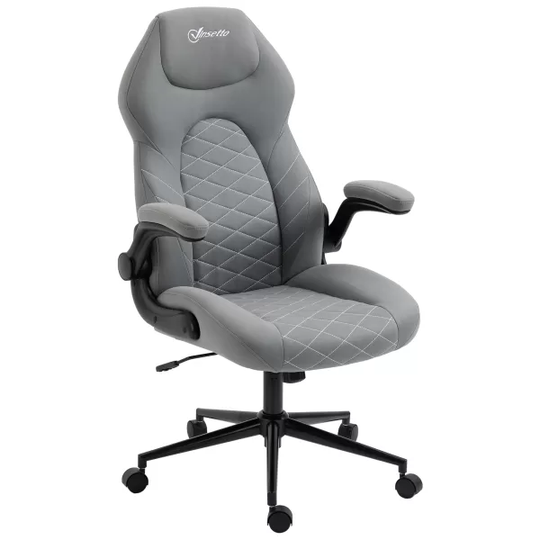 Vinsetto Home Office Desk Chair, Computer Chair with Flip Up Armrests, Swivel Seat and Tilt Function, Light Grey