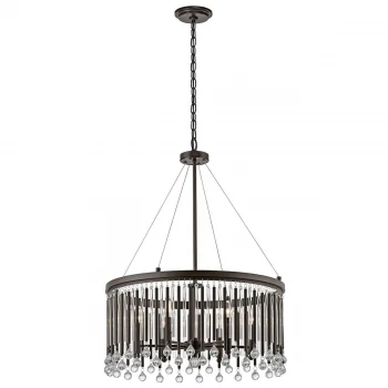 6 Light Round Ceiling Chandelier Pendant Light Espresso, E14