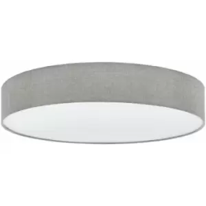 Loops - Flush Ceiling Light Colour White Shade Grey White Fabric Linen Bulb E27 5x25W