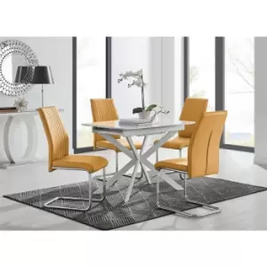 Lira 100 Extending Dining Table and 4 Mustard Lorenzo Chairs - Mustard Yellow