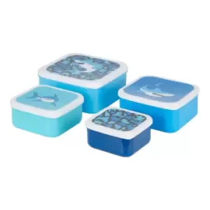 Set of 4 Blue Shark Lunch Boxes