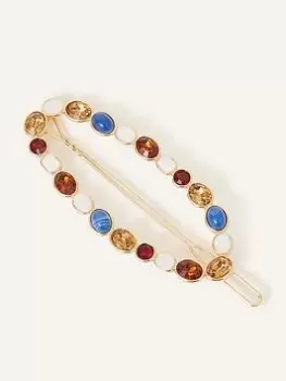 Accessorize Mixed Gem & Stone Oval Clip, Multi, Women