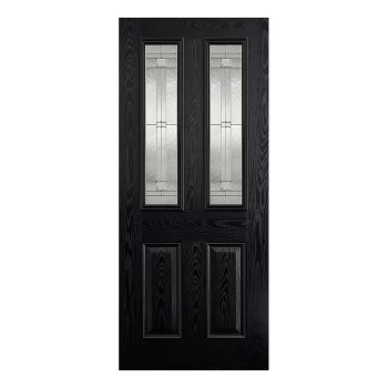 LPD Malton Victorian Fully Finished Black Composite Glazed with Obscure Glazing External Front Door - 1981mm x 838mm (78 inch x 33 inch) LPD Doors GRP