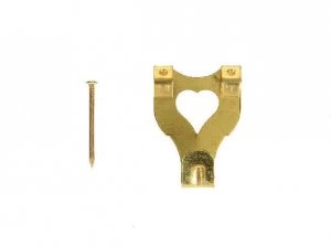 Wickes Double Picture Hook No. 3 - Brass 33 x 25mm Pack of 10