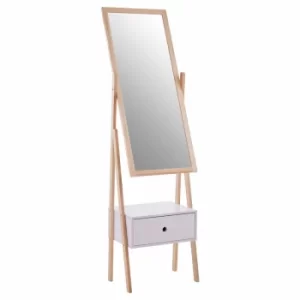 Premier Housewares Standing Mirror with Drawer, Wood