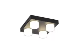 4 Light Fixed Ceiling, 4 x 5W LED, 4000K, 1700lm, IP44, Sand Black, 3yrs Warranty