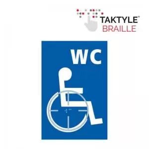 Disabled WC Graphic&rsquo; Sign; Self Adhesive Taktyle; Blue