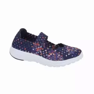 Dek Womens/Ladies Elasticated Interlaced Bar Shoes (4 UK) (Purple/Navy)