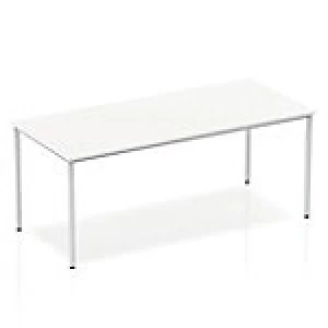 Impulse Straight Table 1800 White Box Frame Leg Silver