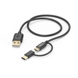 Hama 1m Micro USB Cable with Type C Adapter