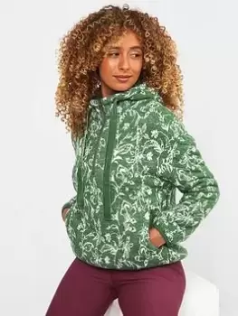 Joe Browns Printed Cosy Fleece- Green, Size 8, Women