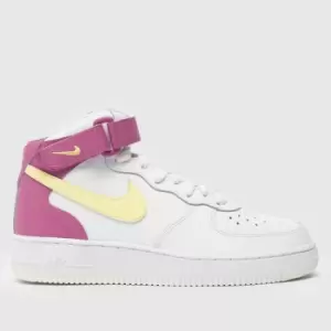 Nike White & Purple Air Force 1 Mid Le Girls Youth Trainers