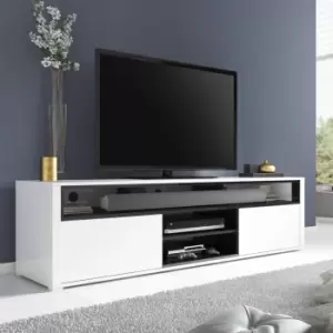 White Gloss TV Unit with Storage - TV's up to 77 - Neo