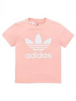 adidas Originals Childrens Trefoil Short Sleeve T-Shirt - Pink, Size 11-12 Years, Women