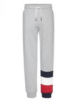 Tommy Hilfiger Boys Global Stripe Colourblock Joggers - Grey, Size 14 Years