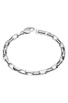 Platinum Plated Recycled Sterling Silver Box Chain Bracelet 23cm