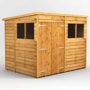 8x6 Power Overlap Pent Double Door Garden Shed