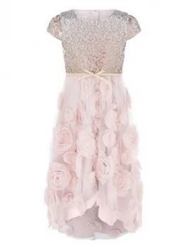 Monsoon Girls Sequin 3D Roses Dress - Dusky Pink Size 12-13 Years, Women