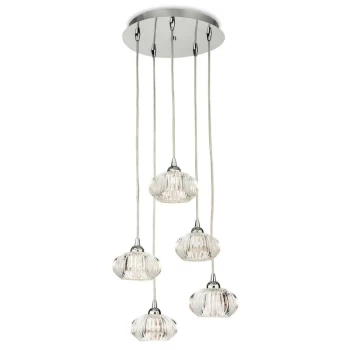 Firstlight Lisbon - 5 Light Cluster Pendant Chrome, Clear Decorative Glass, G9