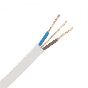 Zexum White 16mm 70A Brown Blue Twin and Earth TnE 6242B Flat LSZH Low Smoke Zero Halogen PVC Harmonised Lighting Power Cable - 50 Meter