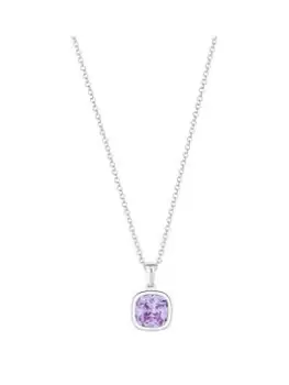 Simply Silver Sterling Silver 925 Cubic Zirconia Purple Besel Set Pendant Necklace