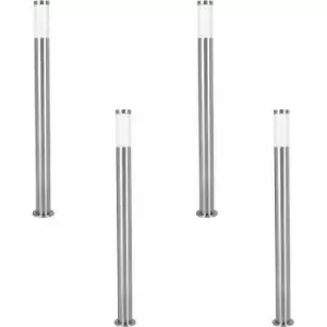 Loops - 4 pack IP44 Outdoor Bollard Light Stainless Steel 12W E27 1100mm Driveway Post